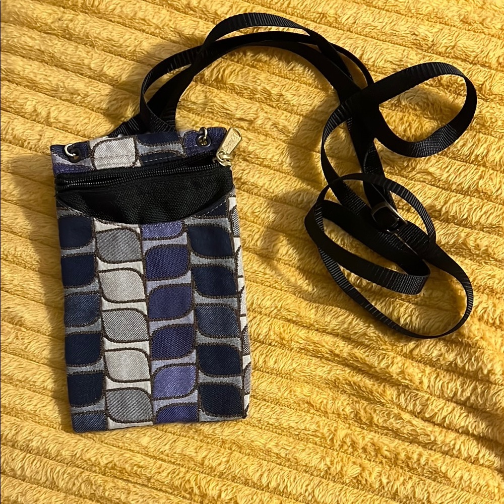Danny K. Geometric Blue and Gray Crossbody Bag